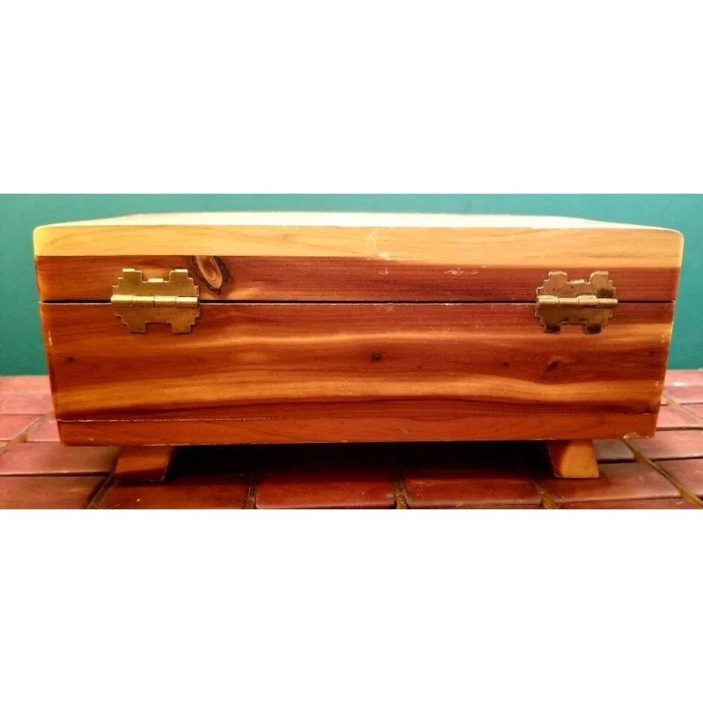 Vintage New Hampshire Souvenir Cedar Jewelry Box Mid Century Retro 8